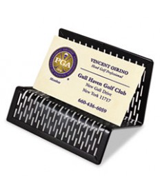 Urban Collection Punched Metal Business Card Holder, Holds 50 2 X 3 1/2, Black