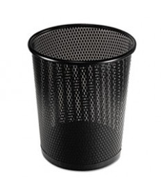 URBAN COLLECTION PUNCHED METAL WASTEBIN, 20.24 OZ, 9" DIAMETER, STEEL, BLACK SATIN