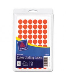 HANDWRITE ONLY SELF-ADHESIVE REMOVABLE ROUND COLOR-CODING LABELS, 0.5" DIA., NEON RED, 60/SHEET, 14 SHEETS/PACK, (5051)