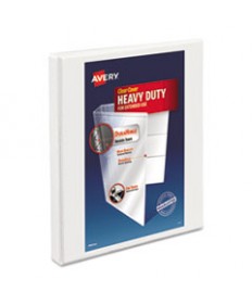 HEAVY-DUTY NON STICK VIEW BINDER WITH DURAHINGE AND SLANT RINGS, 3 RINGS, 0.5" CAPACITY, 11 X 8.5, WHITE, (5234)