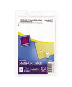 REMOVABLE MULTI-USE LABELS, INKJET/LASER PRINTERS, 1" DIA., WHITE, 12/SHEET, 50 SHEETS/PACK, (5410)