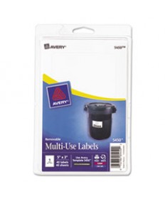 REMOVABLE MULTI-USE LABELS, INKJET/LASER PRINTERS, 3 X 5, WHITE, 40/PACK, (5450)