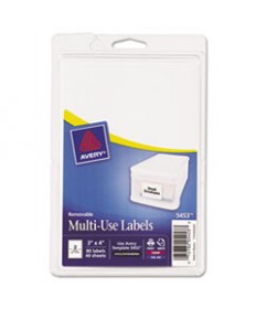 REMOVABLE MULTI-USE LABELS, INKJET/LASER PRINTERS, 3 X 4, WHITE, 2/SHEET, 40 SHEETS/PACK, (5453)