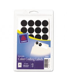 HANDWRITE ONLY SELF-ADHESIVE REMOVABLE ROUND COLOR-CODING LABELS, 0.75" DIA., BLACK, 28/SHEET, 36 SHEETS/PACK, (5459)