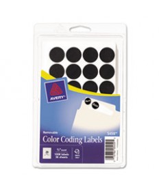 HANDWRITE ONLY SELF-ADHESIVE REMOVABLE ROUND COLOR-CODING LABELS, 0.75" DIA., BLACK, 28/SHEET, 36 SHEETS/PACK, (5459)