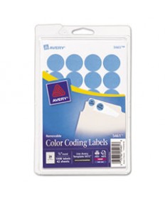 PRINTABLE SELF-ADHESIVE REMOVABLE COLOR-CODING LABELS, 0.75" DIA., LIGHT BLUE, 24/SHEET, 42 SHEETS/PACK, (5461)