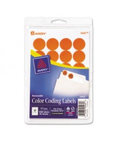 PRINTABLE SELF-ADHESIVE REMOVABLE COLOR-CODING LABELS, 0.75" DIA., ORANGE, 24/SHEET, 42 SHEETS/PACK, (5465)