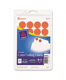 PRINTABLE SELF-ADHESIVE REMOVABLE COLOR-CODING LABELS, 0.75" DIA., NEON RED, 24/SHEET, 42 SHEETS/PACK, (5467)