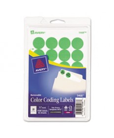 PRINTABLE SELF-ADHESIVE REMOVABLE COLOR-CODING LABELS, 0.75" DIA., NEON GREEN, 24/SHEET, 42 SHEETS/PACK, (5468)