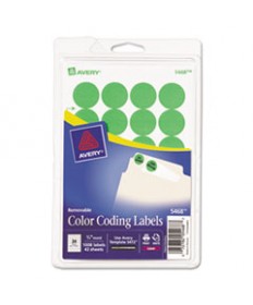 PRINTABLE SELF-ADHESIVE REMOVABLE COLOR-CODING LABELS, 0.75" DIA., NEON GREEN, 24/SHEET, 42 SHEETS/PACK, (5468)