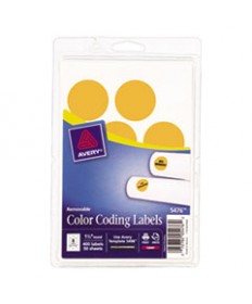PRINTABLE SELF-ADHESIVE REMOVABLE COLOR-CODING LABELS, 1.25" DIA., NEON ORANGE, 8/SHEET, 50 SHEETS/PACK, (5476)