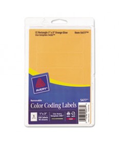 PRINTABLE SELF-ADHESIVE REMOVABLE COLOR-CODING LABELS, 1 X 3, NEON ORANGE, 5/SHEET, 40 SHEETS/PACK, (5477)