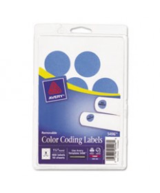 PRINTABLE SELF-ADHESIVE REMOVABLE COLOR-CODING LABELS, 1.25" DIA., LIGHT BLUE, 8/SHEET, 50 SHEETS/PACK, (5496)