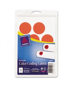 PRINTABLE SELF-ADHESIVE REMOVABLE COLOR-CODING LABELS, 1.25" DIA., NEON RED, 8/SHEET, 50 SHEETS/PACK, (5497)