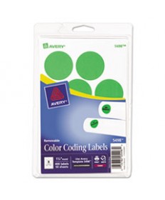 PRINTABLE SELF-ADHESIVE REMOVABLE COLOR-CODING LABELS, 1.25" DIA., NEON GREEN, 8/SHEET, 50 SHEETS/PACK, (5498)
