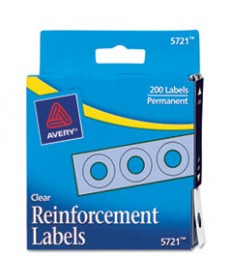 DISPENSER PACK HOLE REINFORCEMENTS, 1/4" DIA, CLEAR, 200/PACK, (5721)