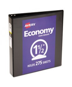 ECONOMY VIEW BINDER WITH ROUND RINGS , 3 RINGS, 1.5" CAPACITY, 11 X 8.5, BLACK, (5725)