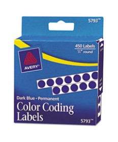 HANDWRITE-ONLY PERMANENT SELF-ADHESIVE ROUND COLOR-CODING LABELS IN DISPENSERS, 0.25" DIA., DARK BLUE, 450/ROLL, (5793)