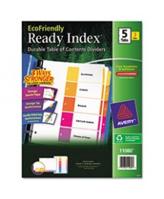 CUSTOMIZABLE TABLE OF CONTENTS READY INDEX DIVIDERS WITH MULTICOLOR TABS, 5-TAB, 1 TO 5, 11 X 8.5, WHITE, 3 SETS