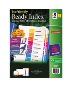 CUSTOMIZABLE TABLE OF CONTENTS READY INDEX DIVIDERS WITH MULTICOLOR TABS, 8-TAB, 1 TO 8, 11 X 8.5, WHITE, 3 SETS