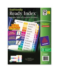 CUSTOMIZABLE TABLE OF CONTENTS READY INDEX DIVIDERS WITH MULTICOLOR TABS, 12-TAB, 1 TO 12, 11 X 8.5, WHITE, 3 SETS