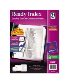 CUSTOMIZABLE TOC READY INDEX BLACK AND WHITE DIVIDERS, 31-TAB, LETTER
