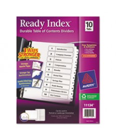 CUSTOMIZABLE TOC READY INDEX BLACK AND WHITE DIVIDERS, 10-TAB, LETTER