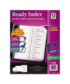 CUSTOMIZABLE TOC READY INDEX BLACK AND WHITE DIVIDERS, 12-TAB, LETTER