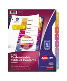 CUSTOMIZABLE TOC READY INDEX MULTICOLOR DIVIDERS, 8-TAB, LETTER, 6 SETS