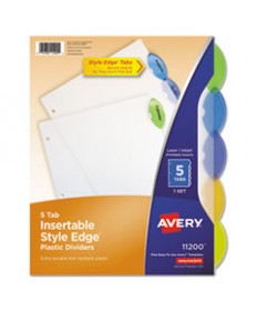 INSERTABLE STYLE EDGE TAB PLASTIC DIVIDERS, 5-TAB, 11 X 8.5, TRANSLUCENT, 1 SET