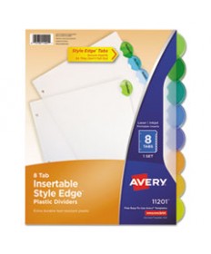 INSERTABLE STYLE EDGE TAB PLASTIC DIVIDERS, 8-TAB, 11 X 8.5, TRANSLUCENT, 1 SET