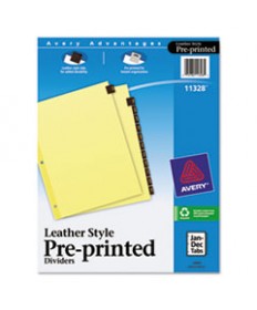 Preprinted Red Leather Tab Dividers W/clear Reinforced Edge, 12-Tab, Ltr