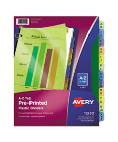 DURABLE PREPRINTED PLASTIC TAB DIVIDERS, 12-TAB, A TO Z, 11 X 8.5, ASSORTED, 1 SET