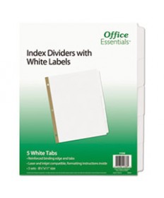 INDEX DIVIDERS WITH WHITE LABELS, 5-TAB, 11 X 8.5, WHITE, 5 SETS