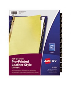 Preprinted Black Leather Tab Dividers W/gold Reinforced Edge, 12-Tab, Ltr