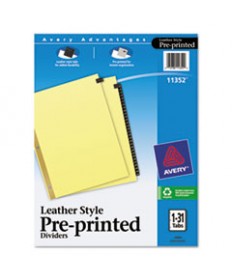 Preprinted Black Leather Tab Dividers W/gold Reinforced Edge, 31-Tab, Ltr