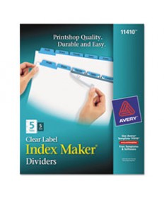 PRINT AND APPLY INDEX MAKER CLEAR LABEL DIVIDERS, 5 COLOR TABS, LETTER, 5 SETS