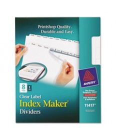 PRINT AND APPLY INDEX MAKER CLEAR LABEL DIVIDERS, 8 WHITE TABS, LETTER