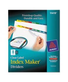 PRINT AND APPLY INDEX MAKER CLEAR LABEL DIVIDERS, 8 COLOR TABS, LETTER, 5 SETS