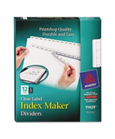 PRINT AND APPLY INDEX MAKER CLEAR LABEL DIVIDERS, 12 WHITE TABS, LETTER, 5 SETS