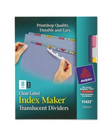 PRINT AND APPLY INDEX MAKER CLEAR LABEL PLASTIC DIVIDERS WITH PRINTABLE LABEL STRIP, 8-TAB, 11 X 8.5, TRANSLUCENT, 1 SET