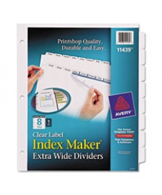 PRINT AND APPLY INDEX MAKER CLEAR LABEL DIVIDERS, 8 WHITE TABS, LETTER