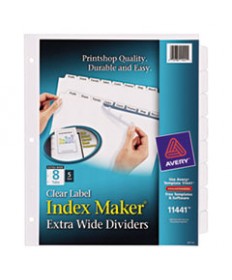PRINT AND APPLY INDEX MAKER CLEAR LABEL DIVIDERS, 8 WHITE TABS, LETTER, 5 SETS