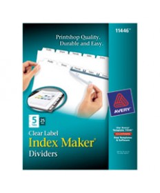 PRINT AND APPLY INDEX MAKER CLEAR LABEL DIVIDERS, 5 WHITE TABS, LETTER, 25 SETS