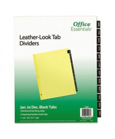 Preprinted Black Leather Tab Dividers, 12-Tab, Letter