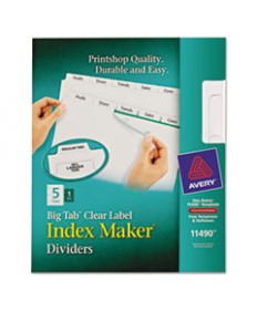 PRINT AND APPLY INDEX MAKER CLEAR LABEL DIVIDERS, 5 WHITE TABS, LETTER