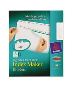 PRINT AND APPLY INDEX MAKER CLEAR LABEL DIVIDERS, 8 WHITE TABS, LETTER