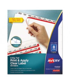 PRINT AND APPLY INDEX MAKER CLEAR LABEL DIVIDERS, 8 WHITE TABS, LETTER, 5 SETS