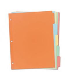 WRITE AND ERASE PLAIN-TAB PAPER DIVIDERS, 5-TAB, LETTER, MULTICOLOR, 36 SETS