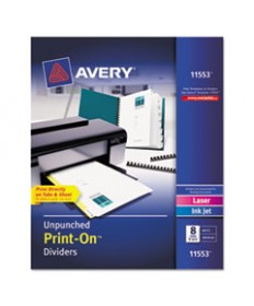 Customizable Print-On Dividers, 8-Tab, Letter, 5 Sets